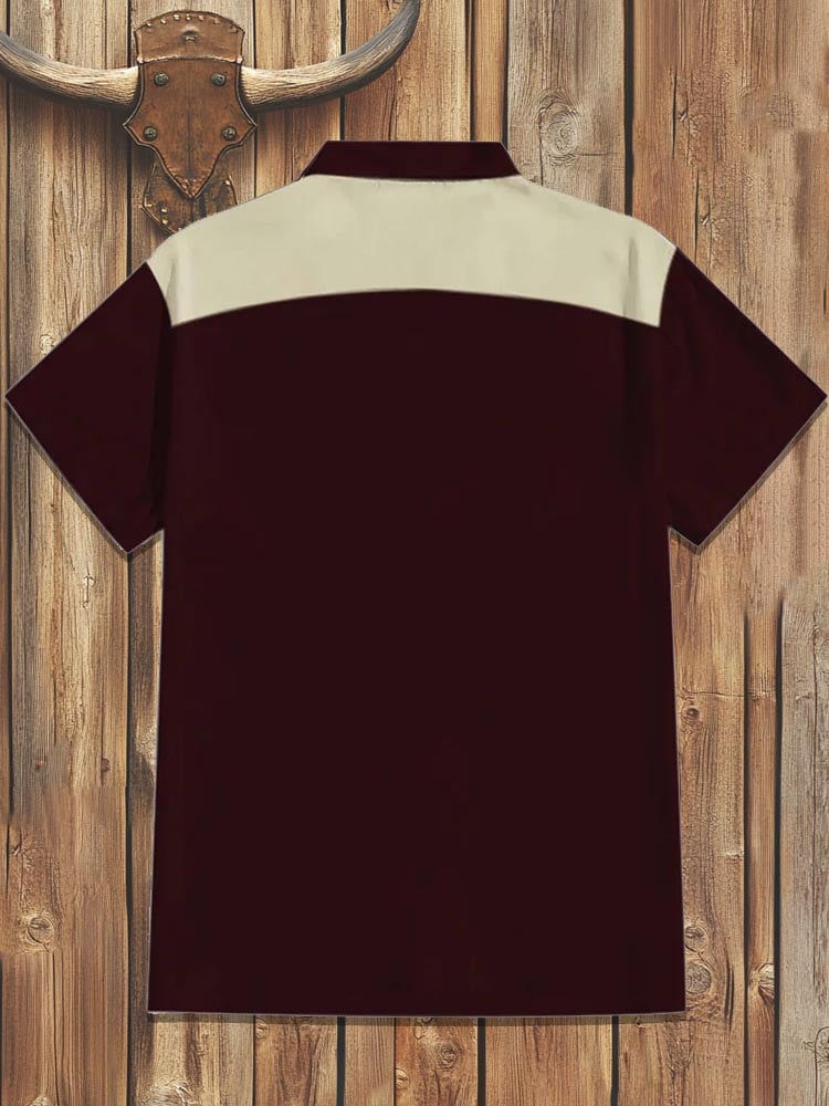 Men's cotton and linen western short-sleeved shirt