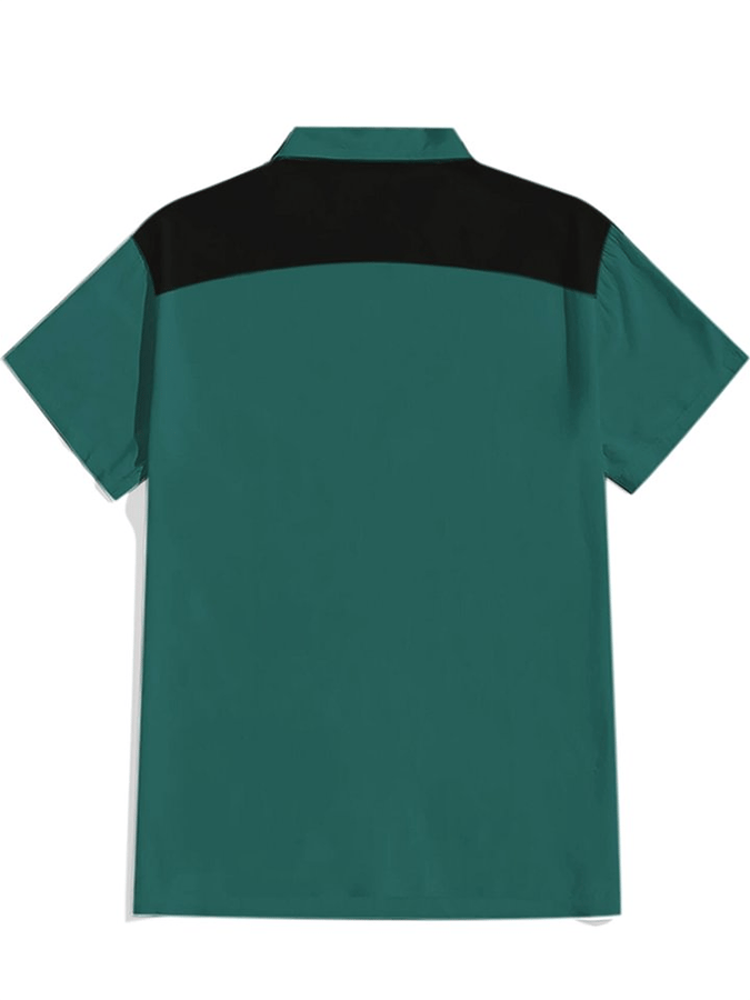 Men's Retro Western Contrast Print Short Sleeve Casual Shirt