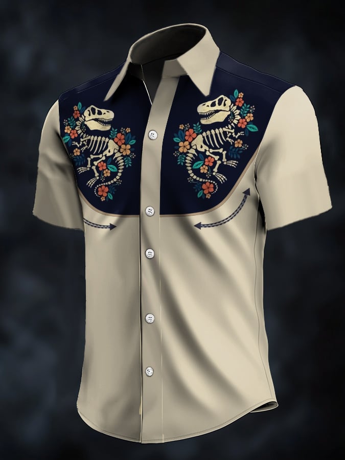 ⚡⚡Buy 2 Get 10% Off⚡⚡Men's Retro Western Contrast Print Short Sleeve Casual Shirt