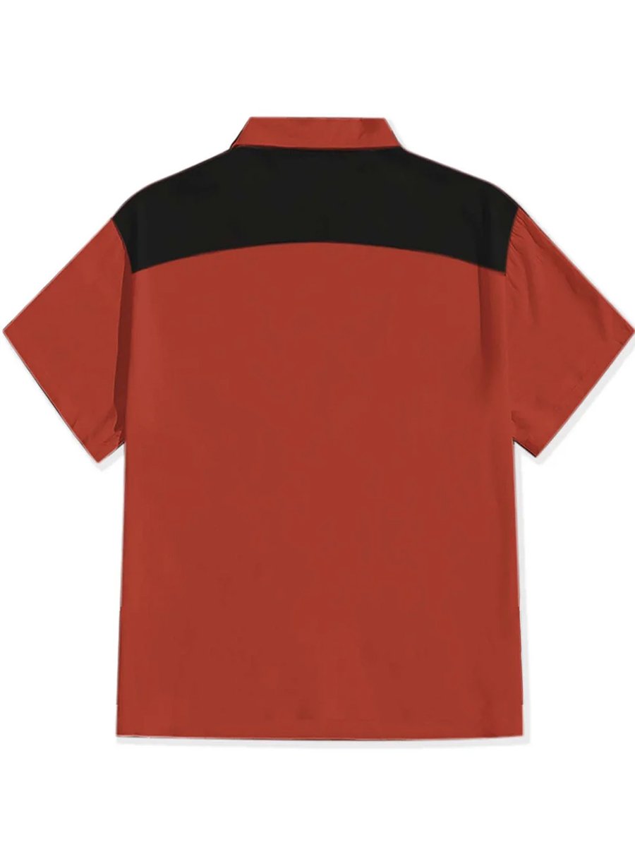 Men's cotton and linen alien cat short-sleeved shirt