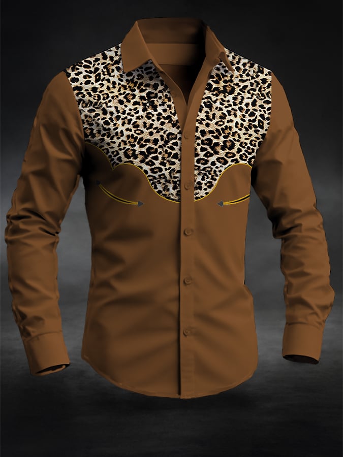 ⚡⚡Buy 2 Get 10% Off⚡⚡Men's Retro Western Contrast Print Long Sleeve Casual Shirt