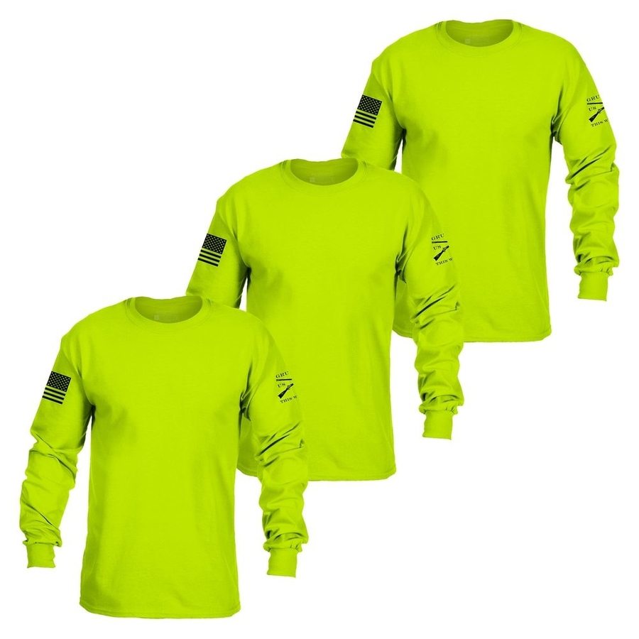 Basic Long Sleeve Safety Green 3-Pack
