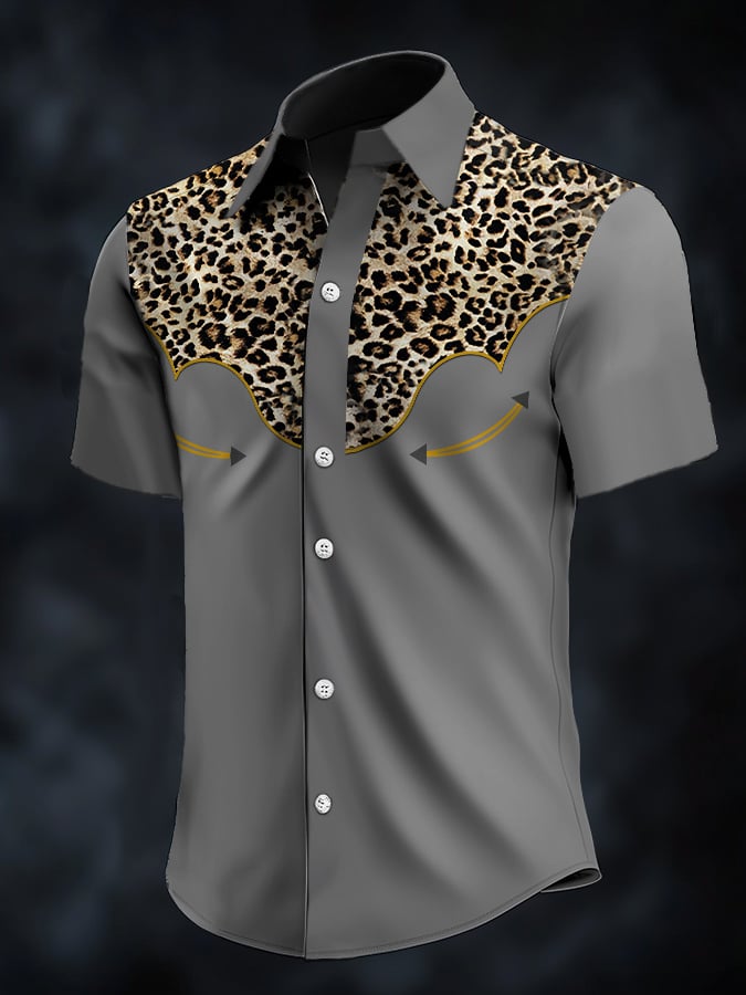 ⚡⚡Buy 2 Get 10% Off⚡⚡Men's Retro Western Contrast Print Short Sleeve Casual Shirt