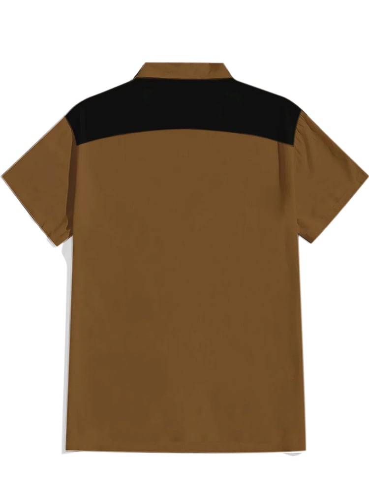Men's Cotton and Linen Skull Western Short Sleeve Shirt