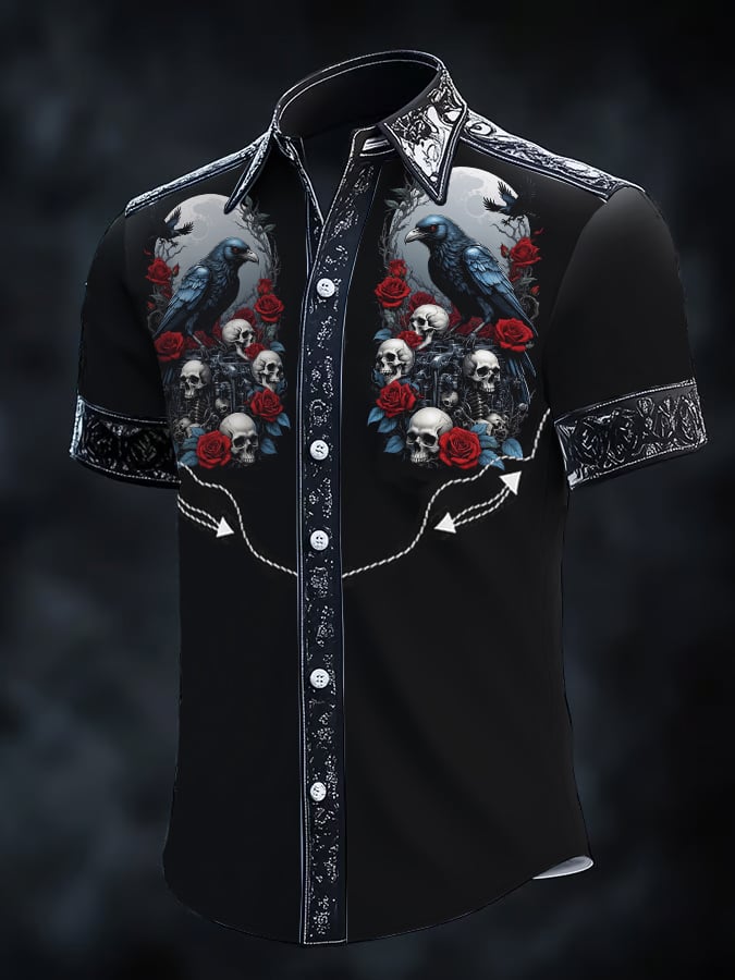 ⚡⚡Buy 2 Get 10% Off⚡⚡Men's Retro Western Print Short Sleeve Shirt