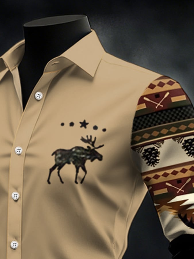 Men's Casual Western Style Contrast Color Shirt