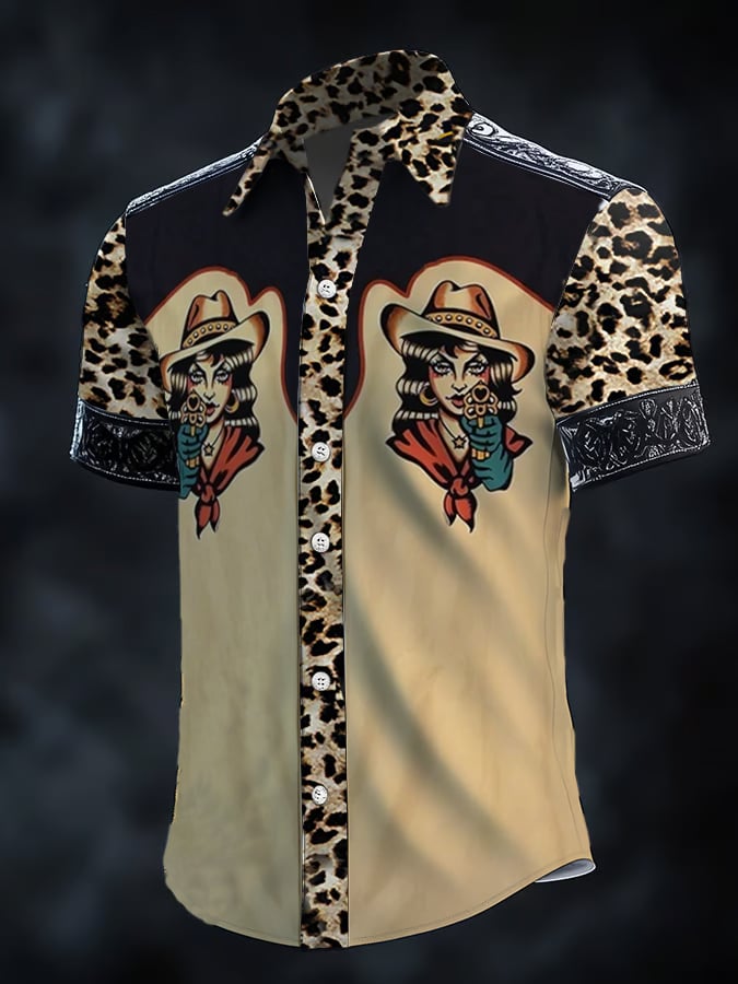 ⚡⚡Buy 2 Get 10% Off⚡⚡Men's Retro Western Print Short Sleeve Shirt