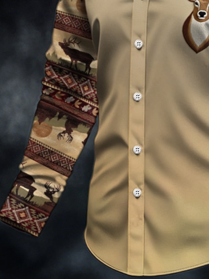 Men's Casual Western Style Contrast Color Shirt