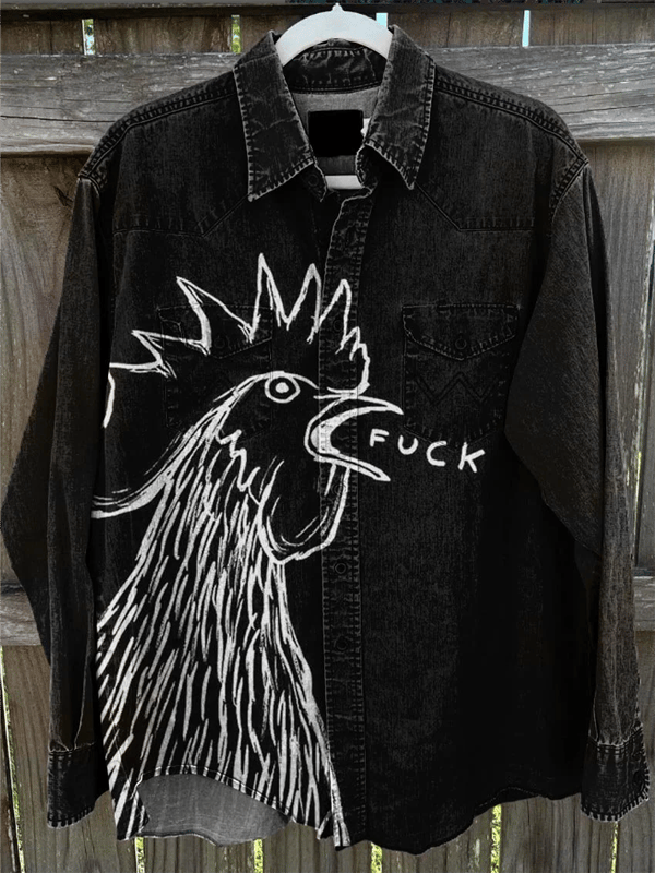 Men's Fuck Chicken Cowboy Western Vintage Shirt