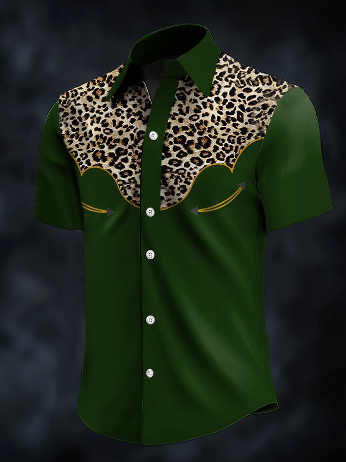 ⚡⚡Buy 2 Get 10% Off⚡⚡Men's Retro Western Contrast Print Short Sleeve Casual Shirt