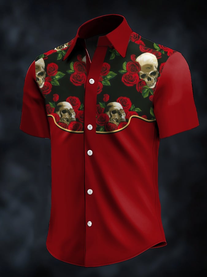 ⚡⚡Buy 2 Get 10% Off⚡⚡Men's Retro Western Contrast Print Short Sleeve Casual Shirt