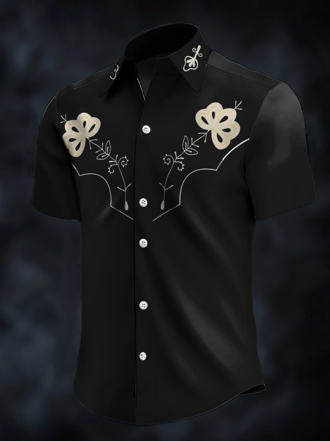 ⚡⚡Buy 2 Get 10% Off⚡⚡Men's Retro Western Contrast Print Short Sleeve Casual Shirt
