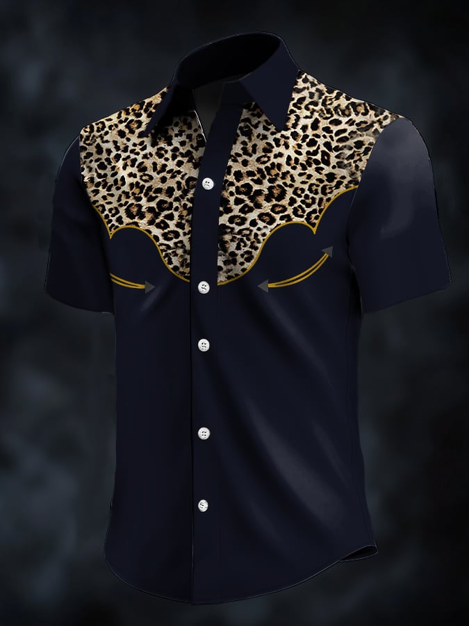 ⚡⚡Buy 2 Get 10% Off⚡⚡Men's Retro Western Contrast Print Short Sleeve Casual Shirt