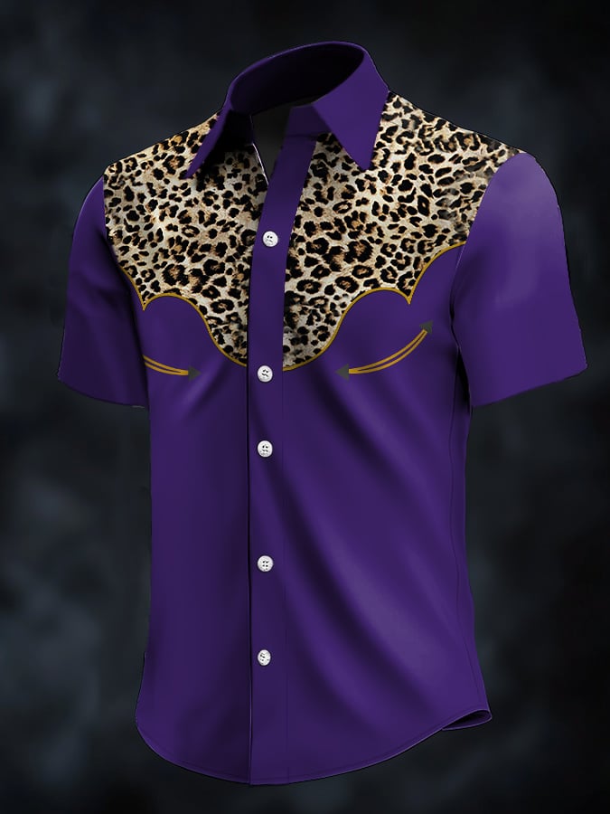 ⚡⚡Buy 2 Get 10% Off⚡⚡Men's Retro Western Contrast Print Short Sleeve Casual Shirt