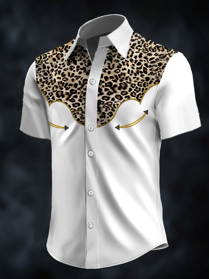 ⚡⚡Buy 2 Get 10% Off⚡⚡Men's Retro Western Contrast Print Short Sleeve Casual Shirt