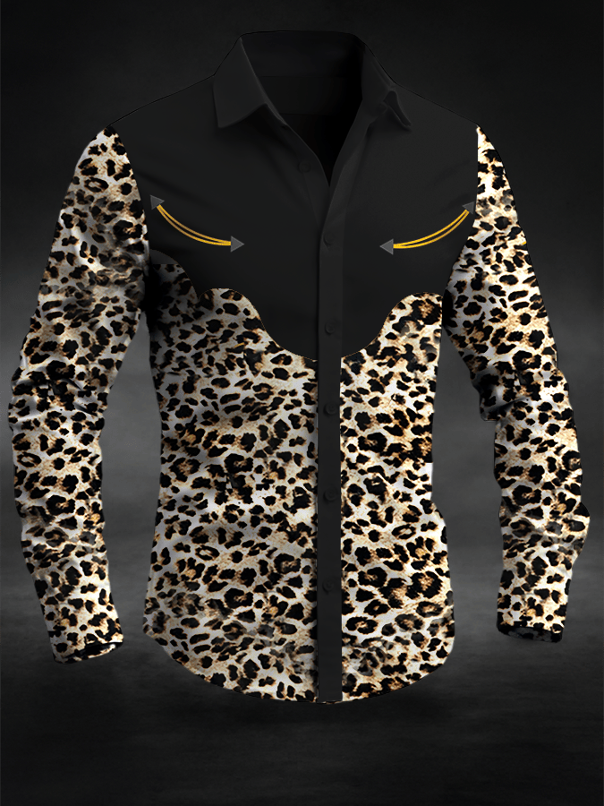 ⚡⚡Buy 2 Get 10% Off⚡⚡Men's Retro Western Contrast Print Long Sleeve Casual Shirt