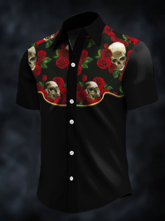 ⚡⚡Buy 2 Get 10% Off⚡⚡Men's Retro Western Contrast Print Short Sleeve Casual Shirt
