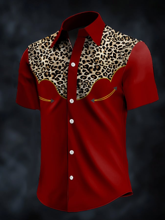 ⚡⚡Buy 2 Get 10% Off⚡⚡Men's Retro Western Contrast Print Short Sleeve Casual Shirt