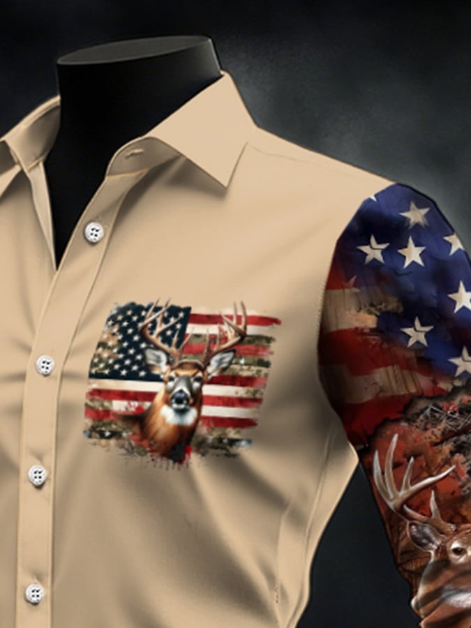 Men's Casual Western Style Contrast Color Shirt