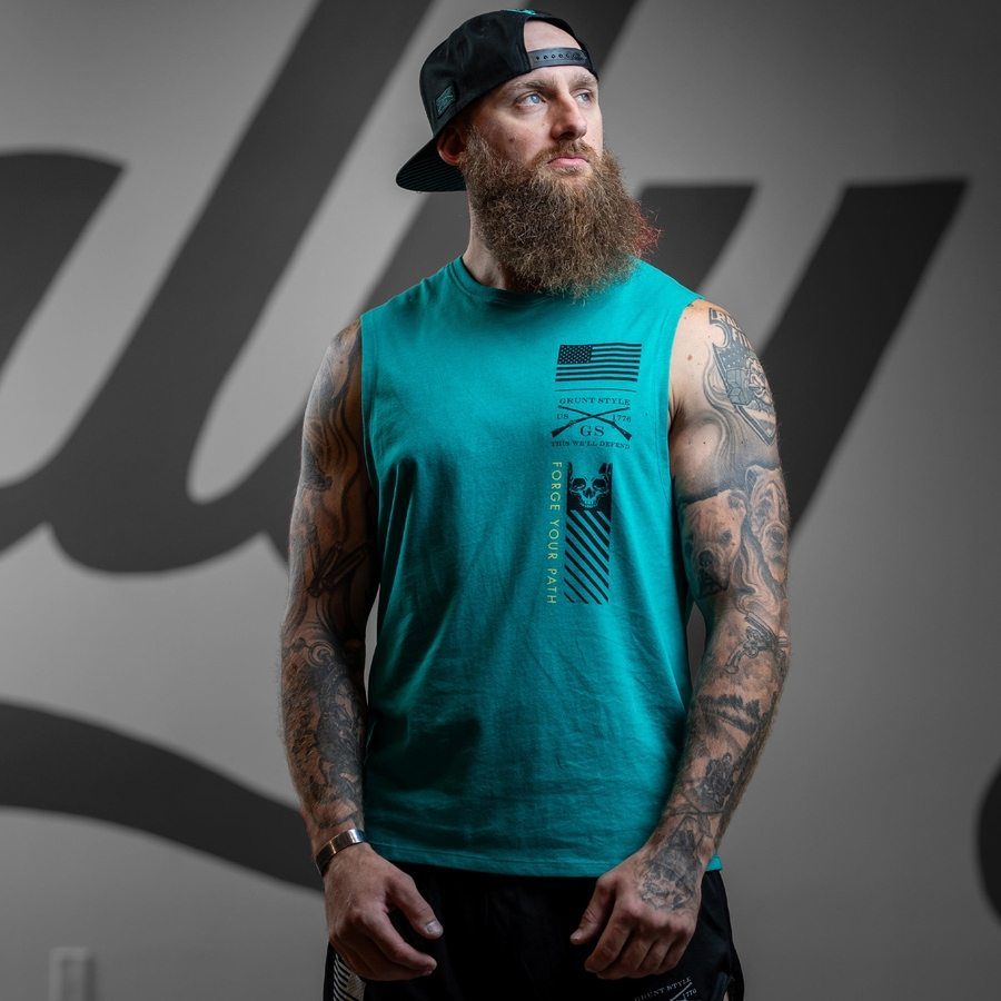 Find A Way Or Make One Muscle Tank - Heather Aqua