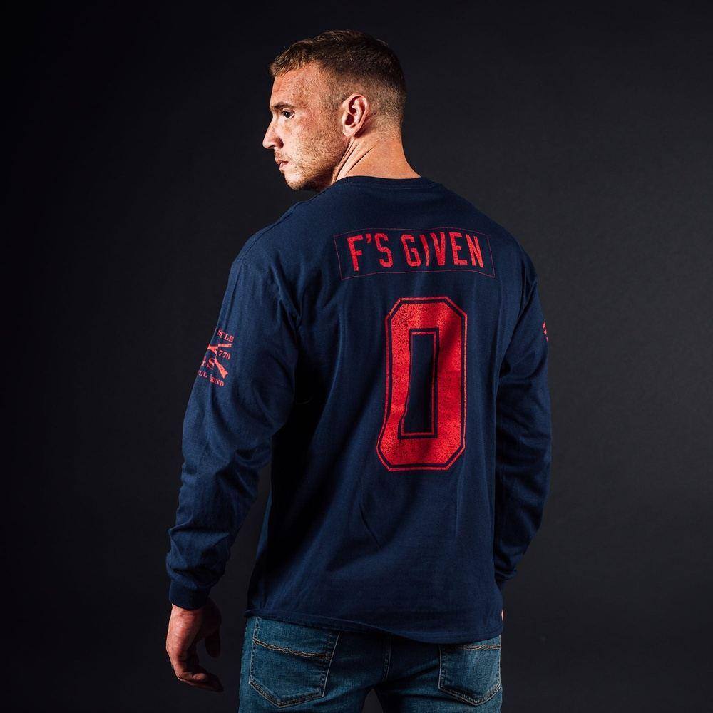 Zero F's Given Long Sleeve - Midnight Navy