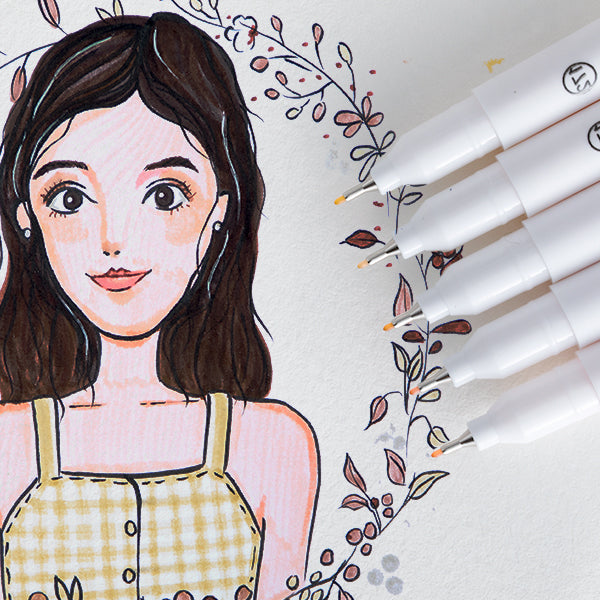 Ohuhu Maui 36 Skin Tone Colors Dual Tips Water Based Art Markers, Brush & Fineliner