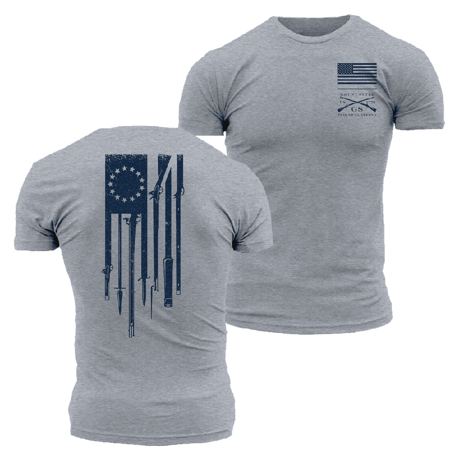 Betsy Rifle Flag T-Shirt - Dark Heather Gray
