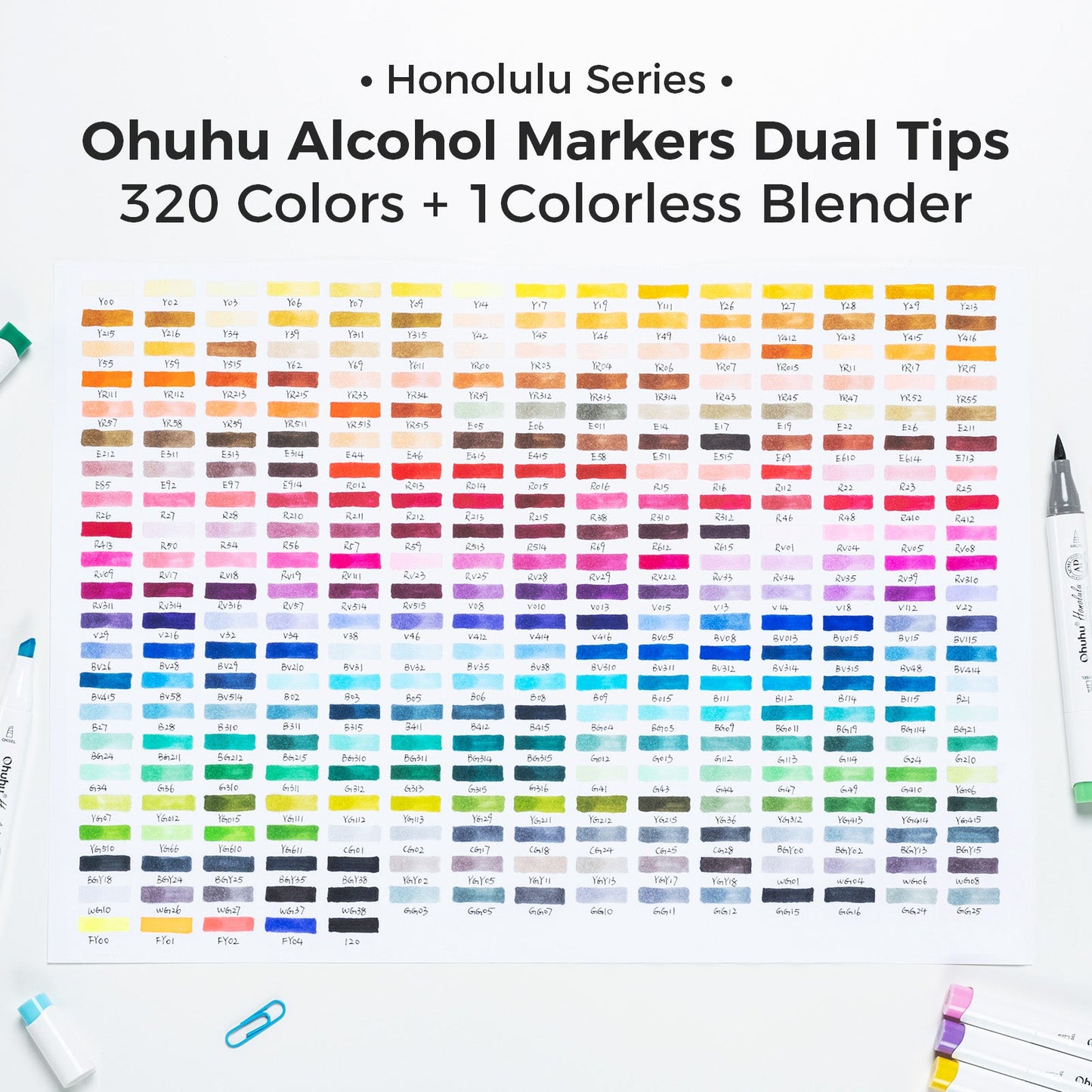 Ohuhu Honolulu 320 Colors Dual Tips Alcohol Art Markers