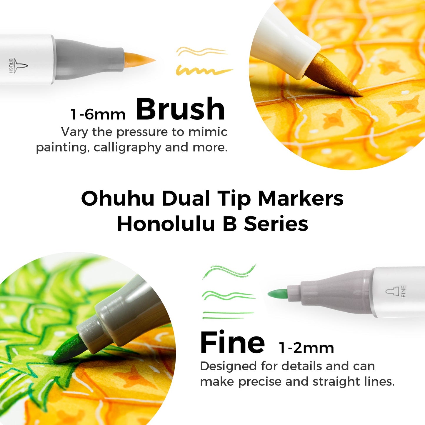 Ohuhu Honolulu 72 Colors Dual Tips Alcohol Art Markers