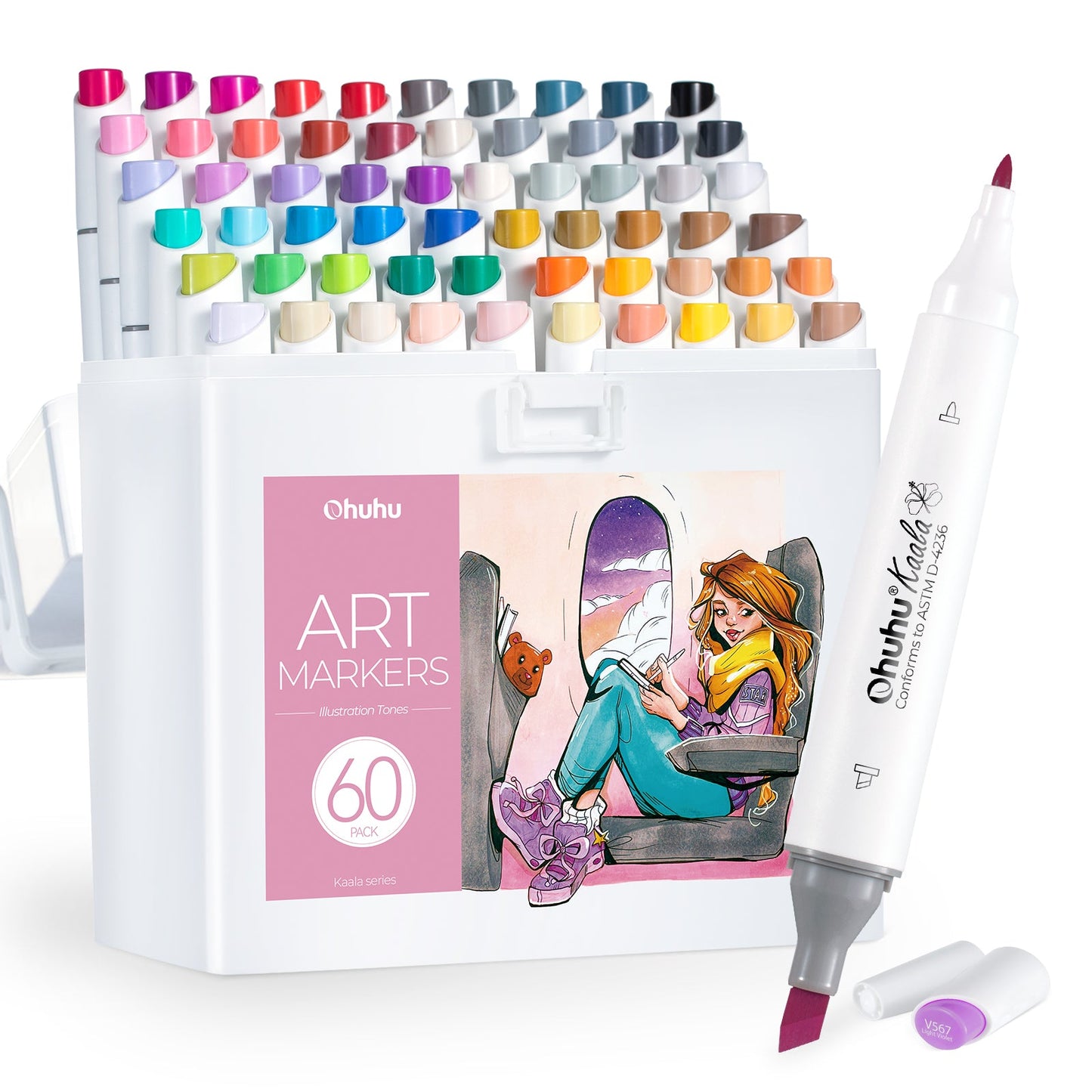 Ohuhu Kaala Dual Tips Alcohol Art Markers- 60 Colors Illustrations