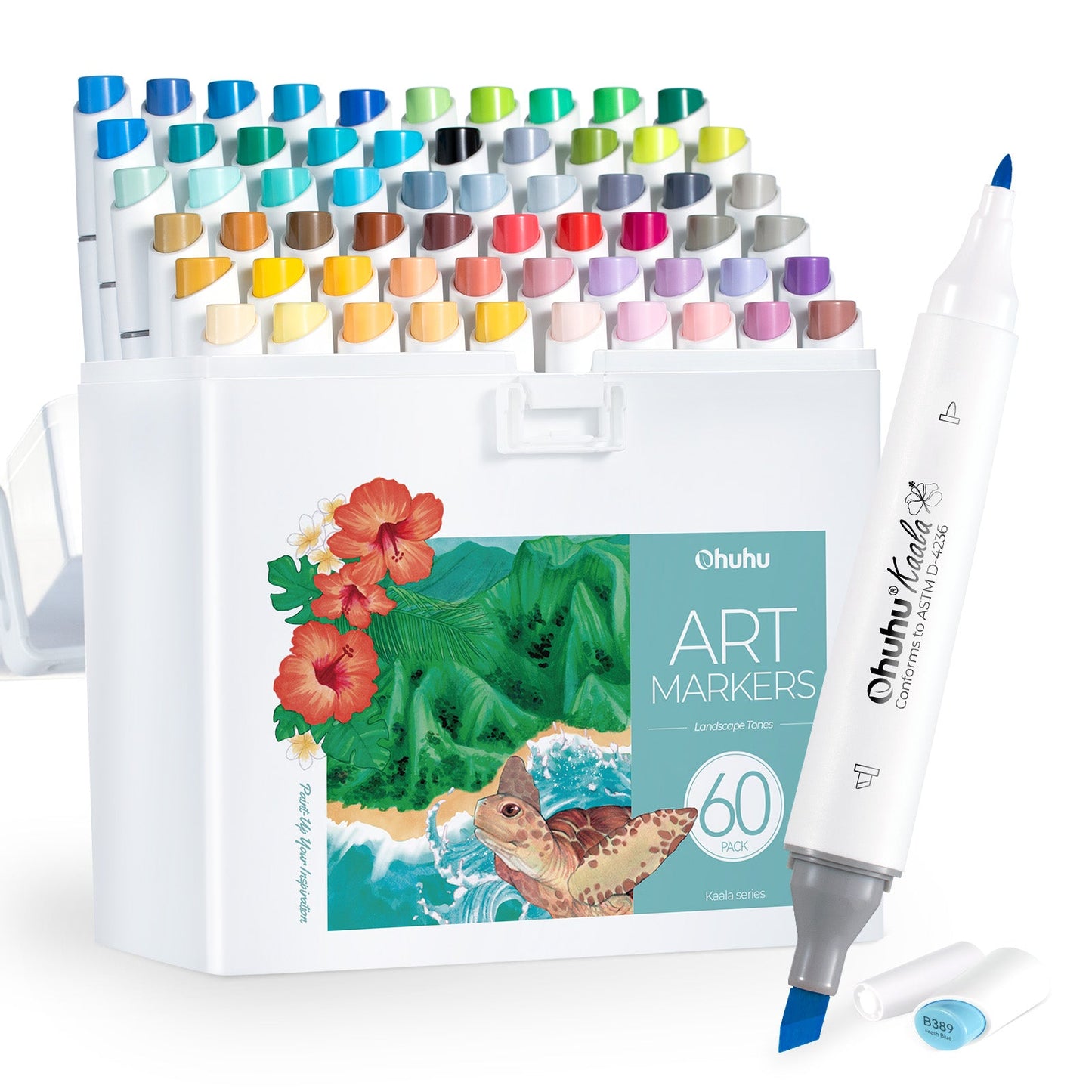 Ohuhu Kaala Slim Broad and Fine Dual Tips Alcohol Art Markers- 60 Colors Landscape Tone