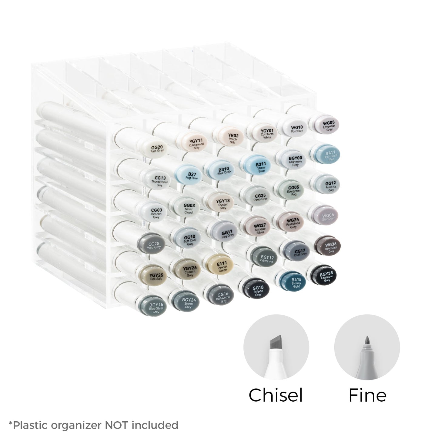 Ohuhu Oahu 36 Gray Tone Colors Dual Tips Alcohol Art Markers Set, Fine & Chisel