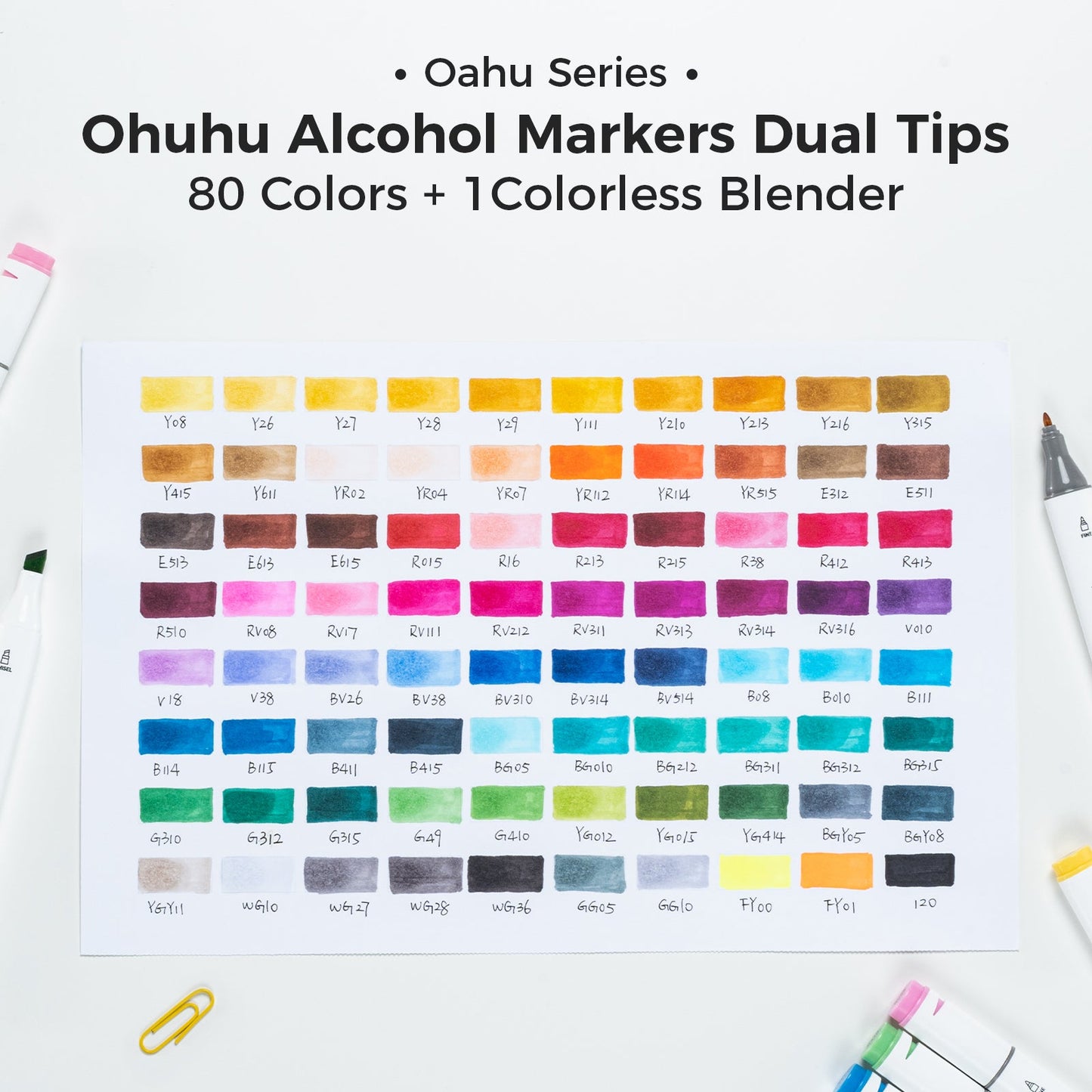 Ohuhu Oahu 80 Colors Dual Tips Alcohol Art Markers, Fine & Chisel