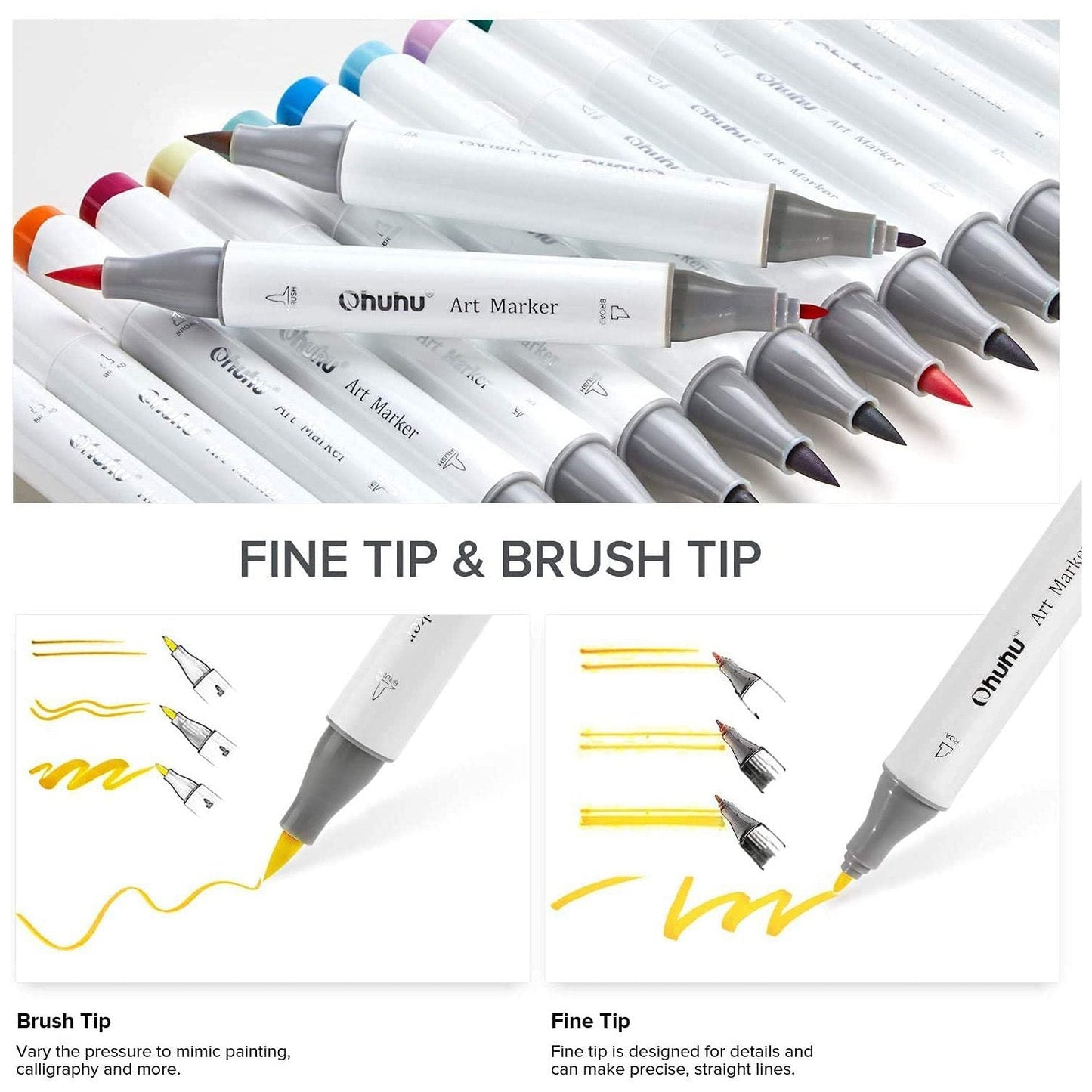 Ohuhu Honolulu 36 Skin Tone Colors Dual Tips Portrait Alcohol Art Markers