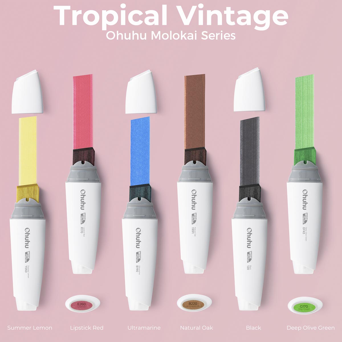 Ohuhu Molokai Four Tones Extra-wide Tip Alcohol Art Markers