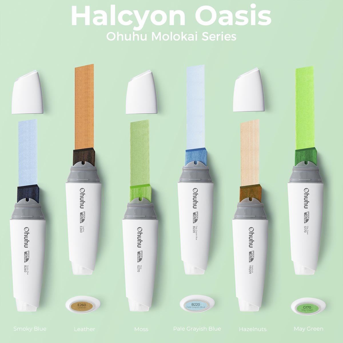 Ohuhu Molokai Four Tones Extra-wide Tip Alcohol Art Markers