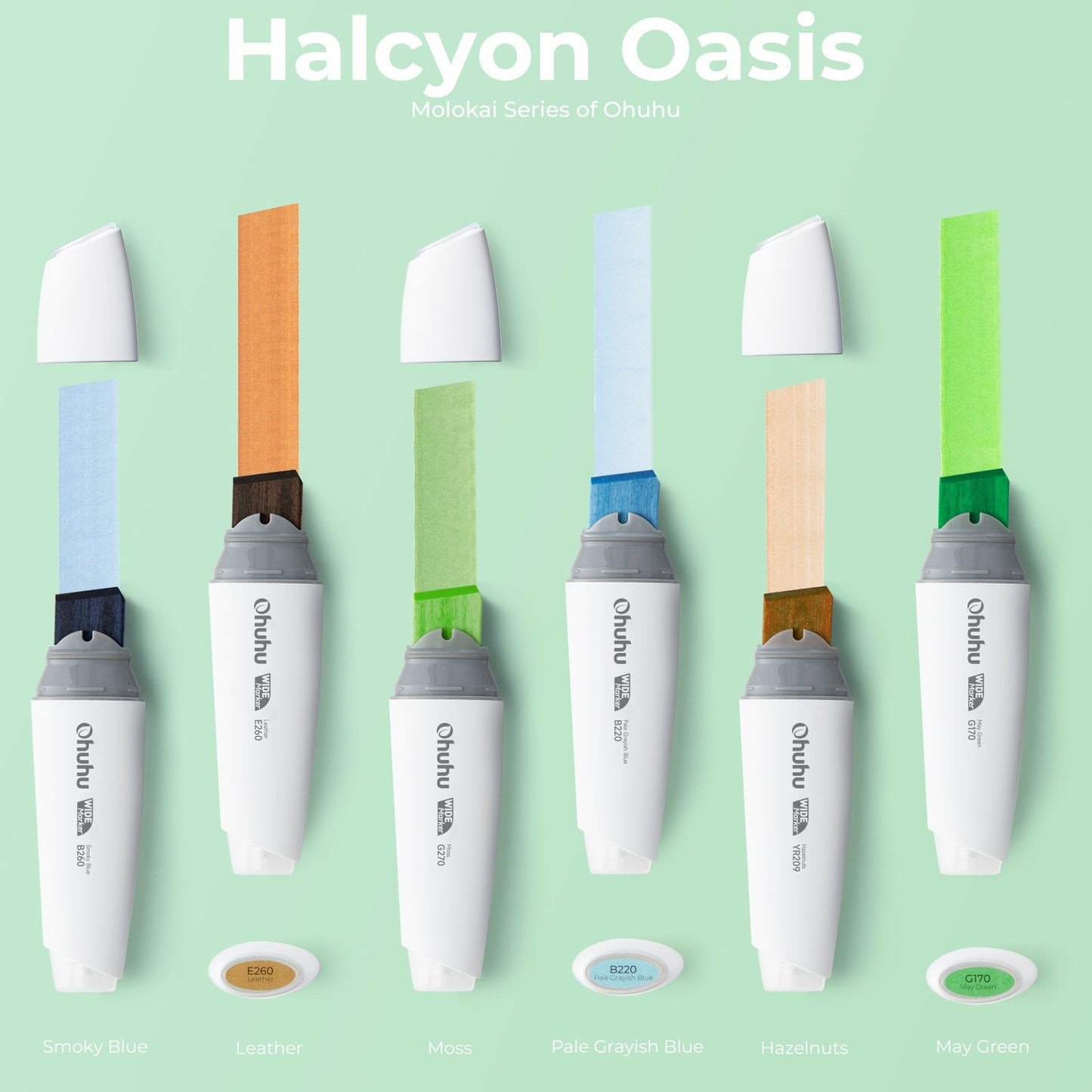 Ohuhu Molokai Four Tones Extra-wide Tip Alcohol Art Markers