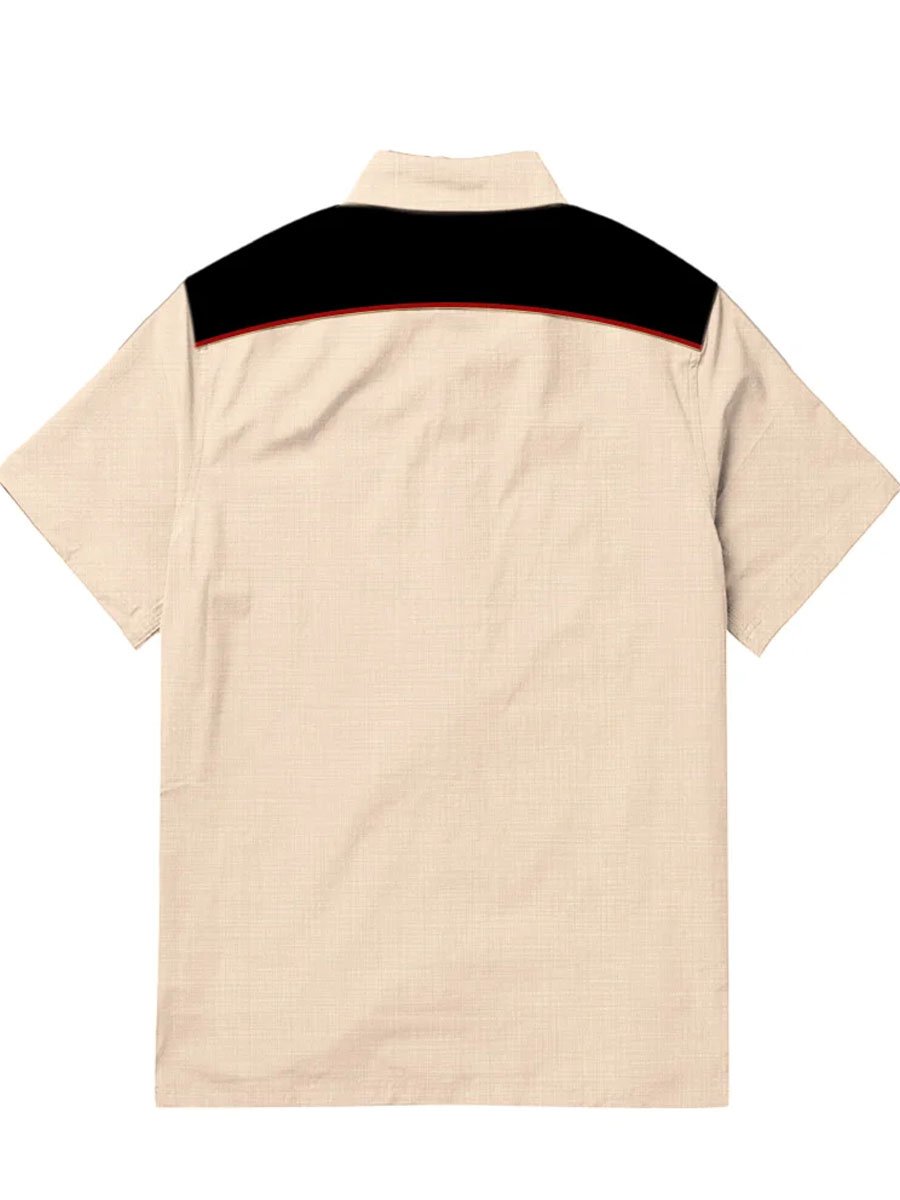 Men's Cotton and Linen Retro Casual Floral Western Short Sleeve Shirt