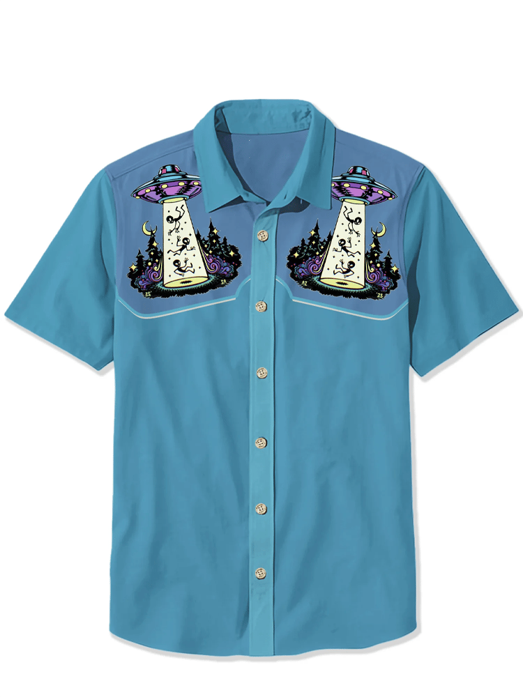 Men's Vintage Western Short Sleeve Shirt