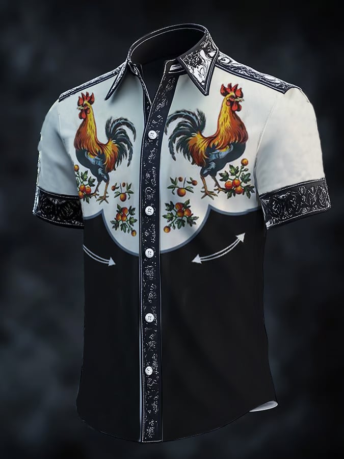 ⚡⚡Buy 2 Get 10% Off⚡⚡Men's Retro Western Print Short Sleeve Shirt
