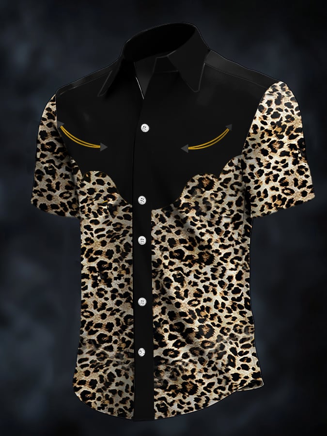 ⚡⚡Buy 2 Get 10% Off⚡⚡Men's Retro Western Contrast Print Short Sleeve Casual Shirt