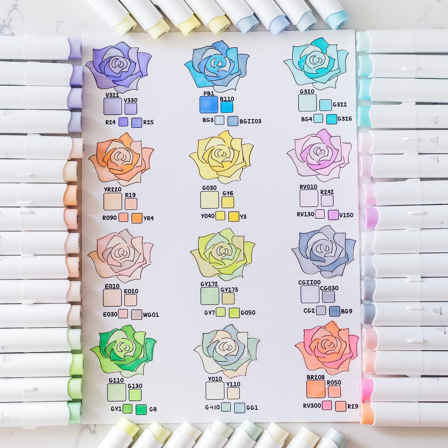 Ohuhu Honolulu 96 Pastel Colors Alcohol Art Markers - Sweetness & Blossoming