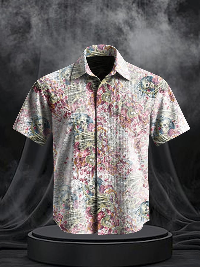 Men's Vintage Skull Print Shirt