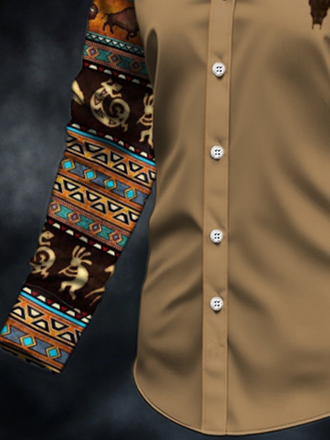 Men's Casual Western Style Contrast Color Shirt