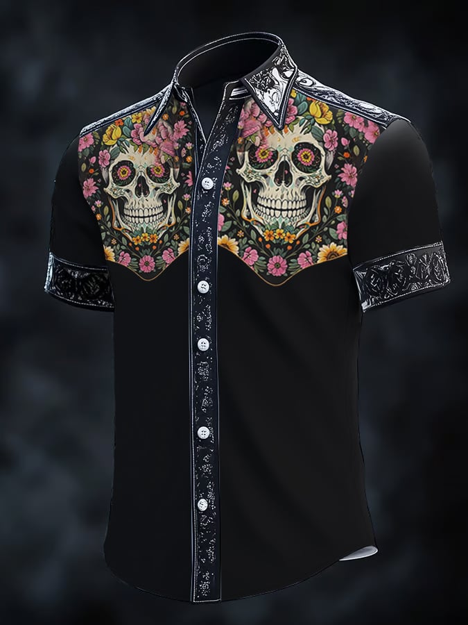 ⚡⚡Buy 2 Get 10% Off⚡⚡Men's Retro Western Print Short Sleeve Shirt