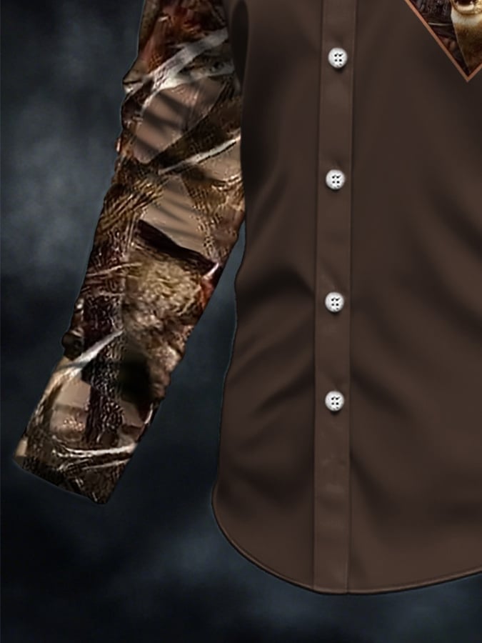 Men's Casual Western Style Contrast Color Shirt