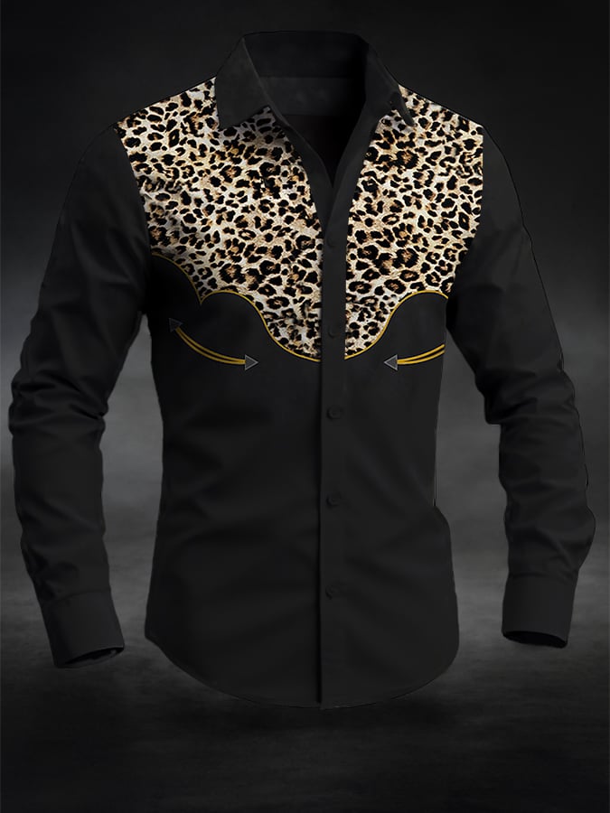 ⚡⚡Buy 2 Get 10% Off⚡⚡Men's Retro Western Contrast Print Long Sleeve Casual Shirt