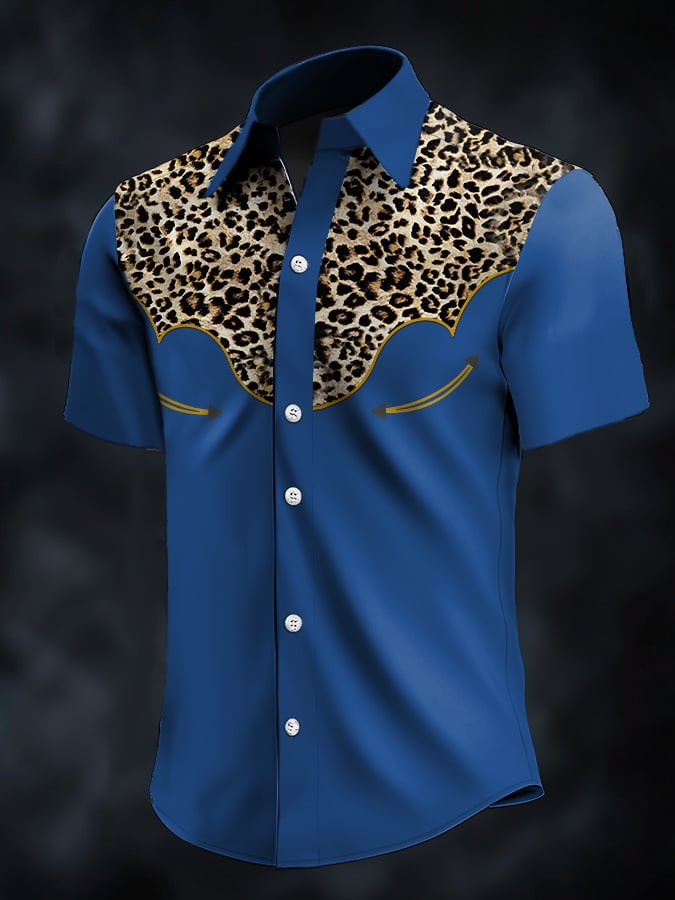 ⚡⚡Buy 2 Get 10% Off⚡⚡Men's Retro Western Contrast Print Short Sleeve Casual Shirt