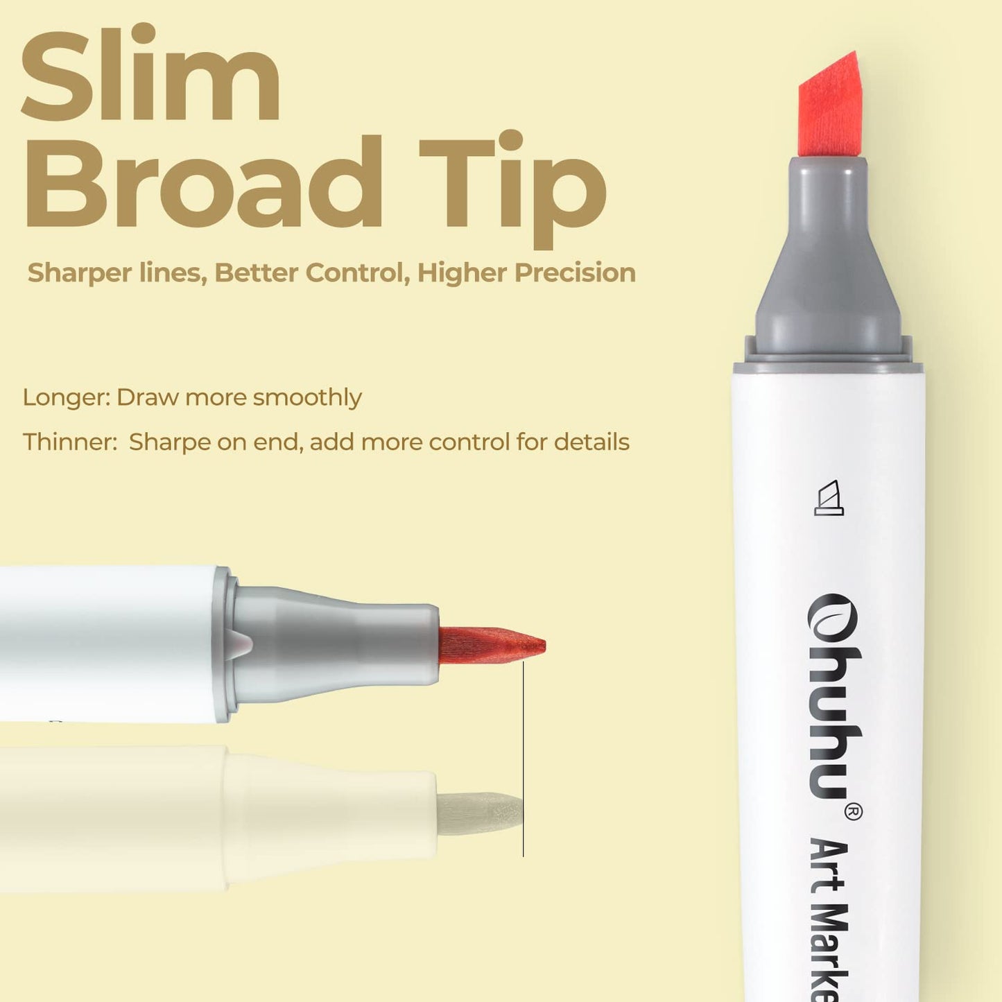 Ohuhu Kaala Slim Broad and Fine Dual Tips Alcohol Art Markers-24 Color Skin Tone