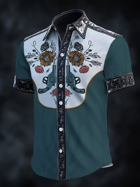 ⚡⚡Buy 2 Get 10% Off⚡⚡Men's Retro Western Print Short Sleeve Shirt